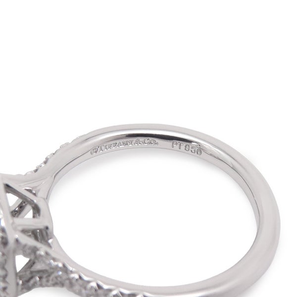 ティファニー リング ソレスト クッション カット エンゲージメント ダイヤ 中石0.25ct Pt950プラチナ サイズ約7号 鑑定書付き 指輪