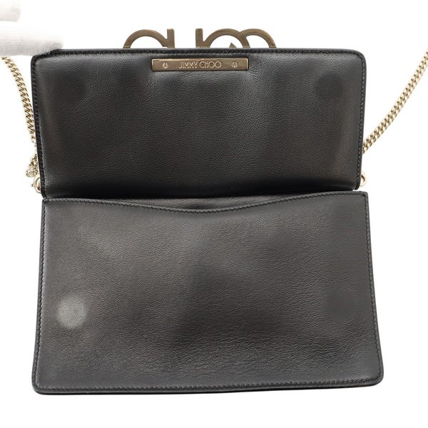 ジミーチュウ チェーンショルダーバッグ ロゴ レザー JIMMY CHOO バッグ 黒