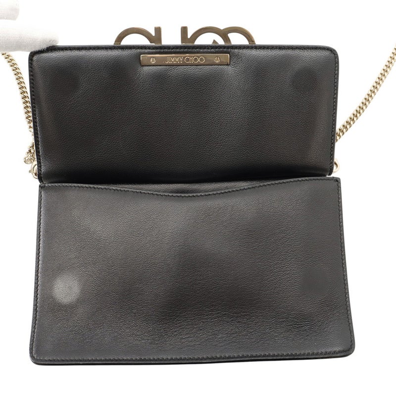 ジミーチュウ チェーンショルダーバッグ ロゴ レザー JIMMY CHOO バッグ 黒