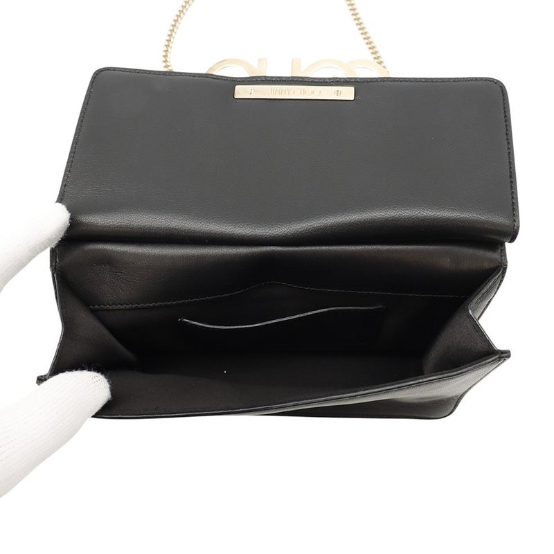 ジミーチュウ チェーンショルダーバッグ ロゴ レザー JIMMY CHOO バッグ 黒