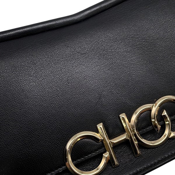 ジミーチュウ チェーンショルダーバッグ ロゴ レザー JIMMY CHOO バッグ 黒
