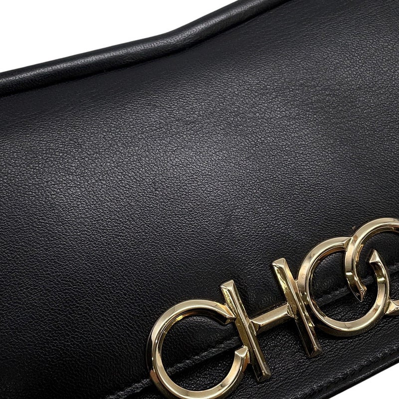ジミーチュウ チェーンショルダーバッグ ロゴ レザー JIMMY CHOO バッグ 黒
