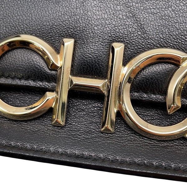 ジミーチュウ チェーンショルダーバッグ ロゴ レザー JIMMY CHOO バッグ 黒
