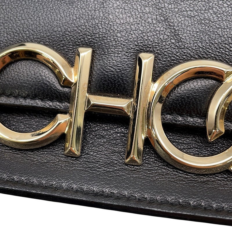 ジミーチュウ チェーンショルダーバッグ ロゴ レザー JIMMY CHOO バッグ 黒