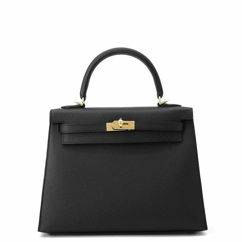 エルメス ハンドバッグ ケリー25 外縫い ブラック/ゴールド金具 エプソン W刻印 HERMES Kelly 2wayバッグ