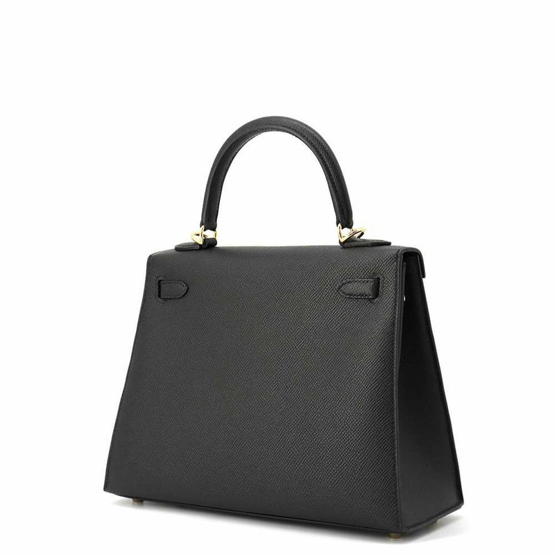 エルメス ハンドバッグ ケリー25 外縫い ブラック/ゴールド金具 エプソン W刻印 HERMES Kelly 2wayバッグ