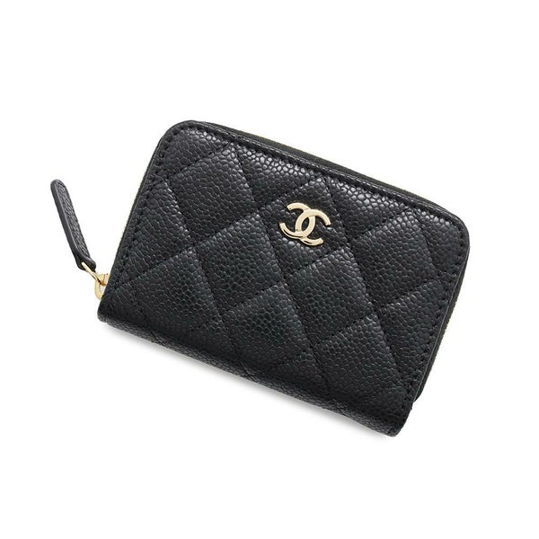 シャネル コインケース クラシック ジップコインパース マトラッセ ココマーク キャビアスキン AP0216 CHANEL カードケース 黒