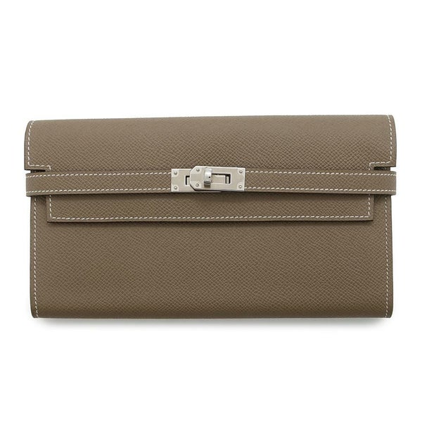 エルメス 長財布 ケリーウォレット ロング エトゥープ/シルバー金具 エプソン Y刻印 財布