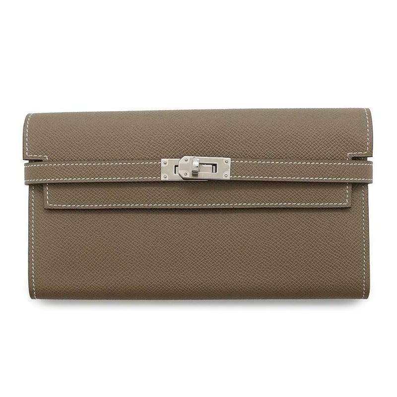 エルメス 長財布 ケリーウォレット ロング エトゥープ/シルバー金具 エプソン Y刻印 財布