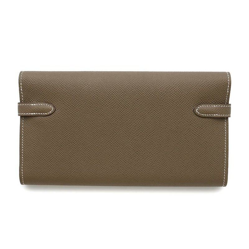 エルメス 長財布 ケリーウォレット ロング エトゥープ/シルバー金具 エプソン Y刻印 財布