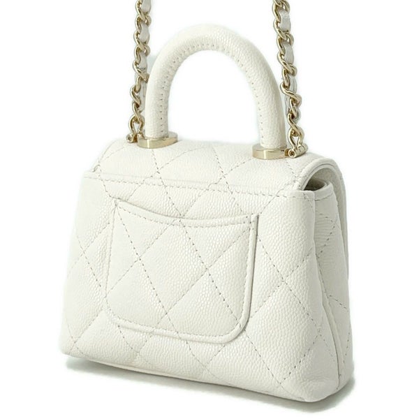 シャネル ハンドバッグ ココハンドル マトラッセ マイクロ キャビアスキン AP4245 CHANEL 2wayチェーンショルダーバッグ 白