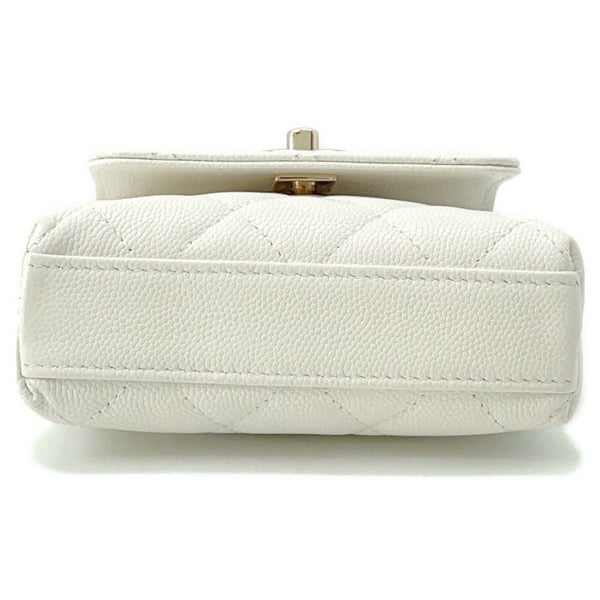 シャネル ハンドバッグ ココハンドル マトラッセ マイクロ キャビアスキン AP4245 CHANEL 2wayチェーンショルダーバッグ 白