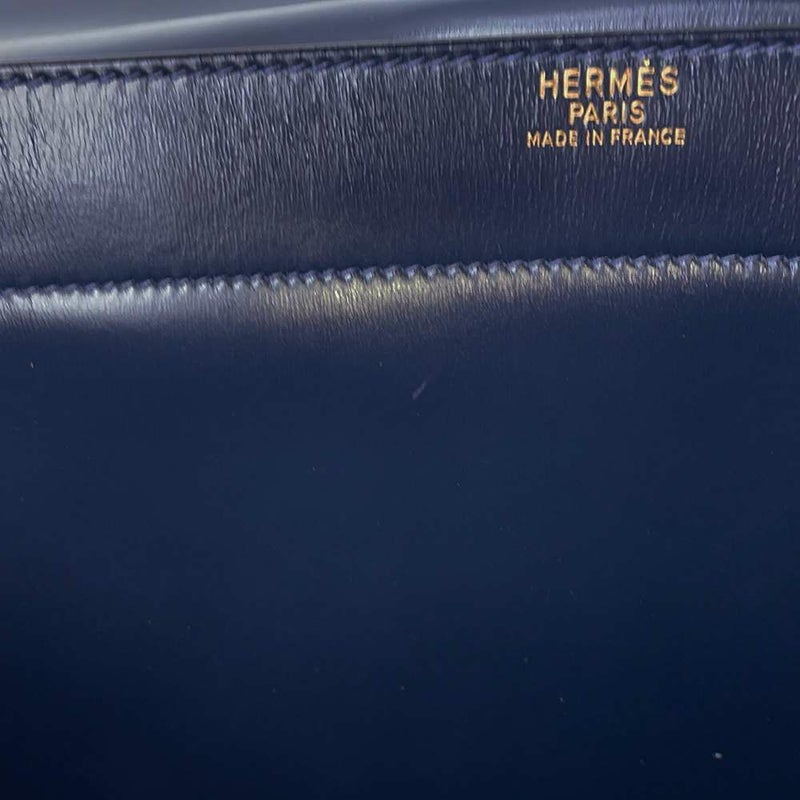 エルメス クラッチバッグ ファコ ネイビー ボックスカーフ 〇J刻印 HERMES メンズ バッグ