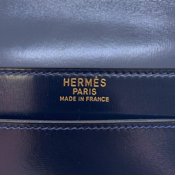 エルメス クラッチバッグ ファコ ネイビー ボックスカーフ 〇J刻印 HERMES メンズ バッグ