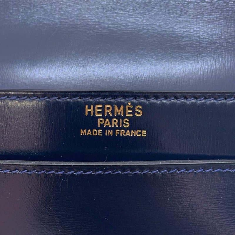 エルメス クラッチバッグ ファコ ネイビー ボックスカーフ 〇J刻印 HERMES メンズ バッグ