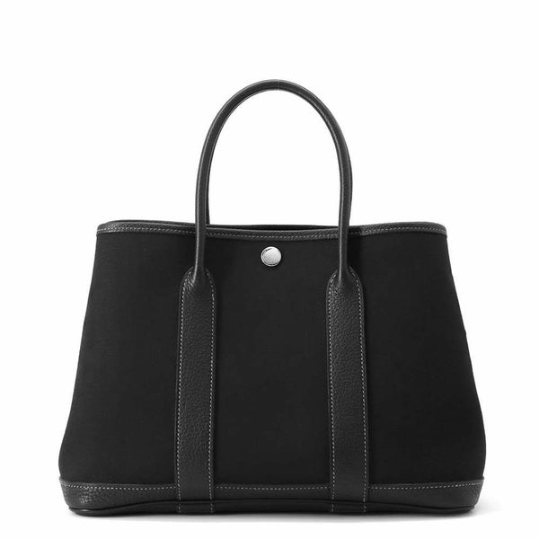 エルメス トートバッグ ガーデンパーティTPM ブラック/シルバー金具 トワルアッシュ/ネゴンダ □O刻印 HERMES Garden Party 黒