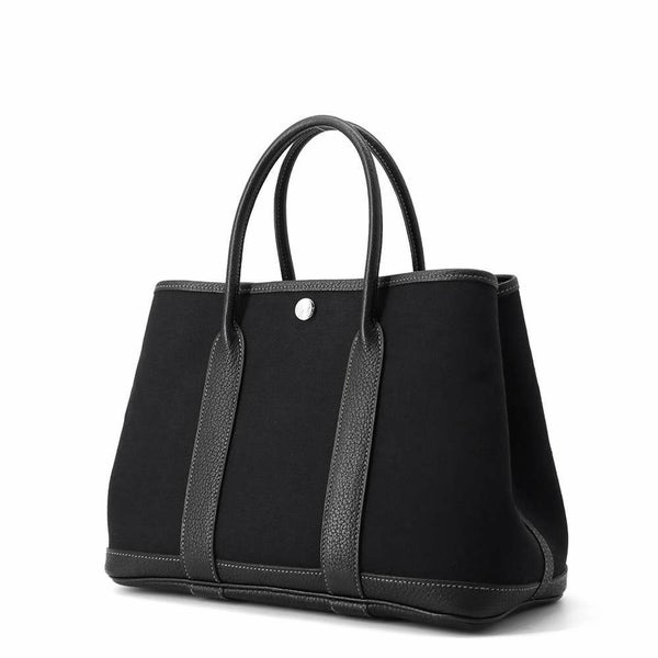 エルメス トートバッグ ガーデンパーティTPM ブラック/シルバー金具 トワルアッシュ/ネゴンダ □O刻印 HERMES Garden Party 黒