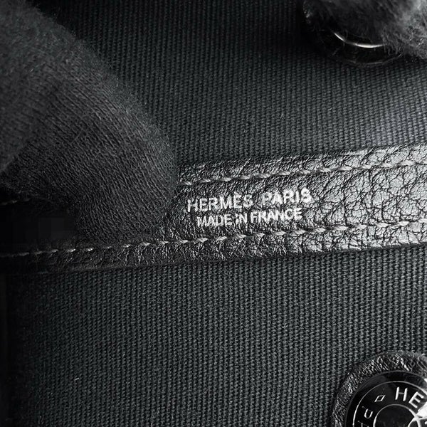 エルメス トートバッグ ガーデンパーティTPM ブラック/シルバー金具 トワルアッシュ/ネゴンダ □O刻印 HERMES Garden Party 黒