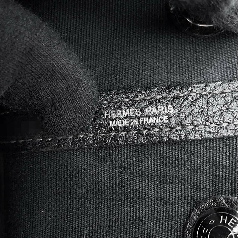 エルメス トートバッグ ガーデンパーティTPM ブラック/シルバー金具 トワルアッシュ/ネゴンダ □O刻印 HERMES Garden Party 黒
