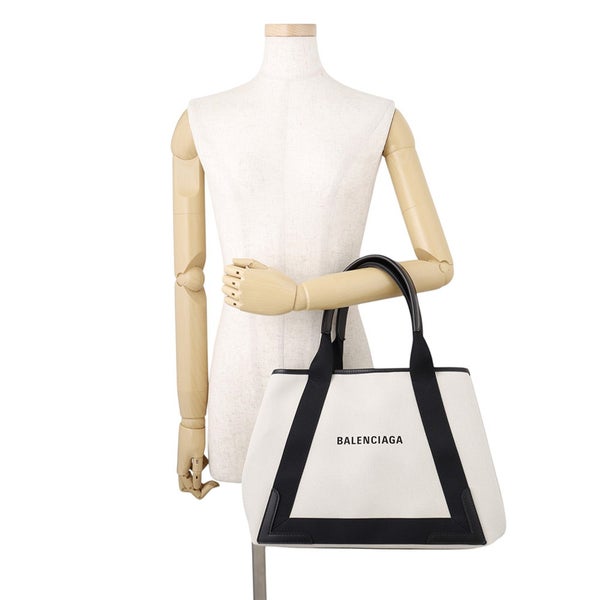 バレンシアガ トートバッグ ネイビー カバス M ポーチ付き 581292 BALENCIAGA 白 黒