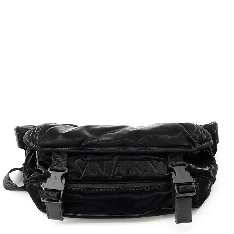 サンローランパリ エンブロイダリー ボディバッグ ロゴ シルクテックキャンバス 758258 SAINT LAURENT PARIS バッグ 黒