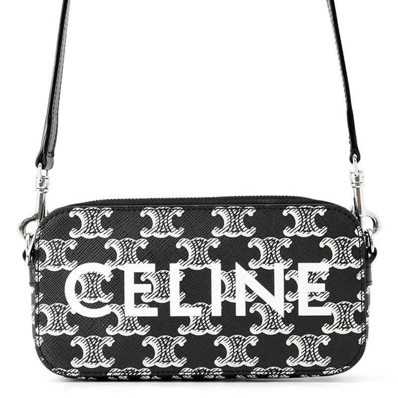 セリーヌ ショルダーバッグ トリオンフ ホリゾンタル PVC レザー 10L272 CELINE 黒