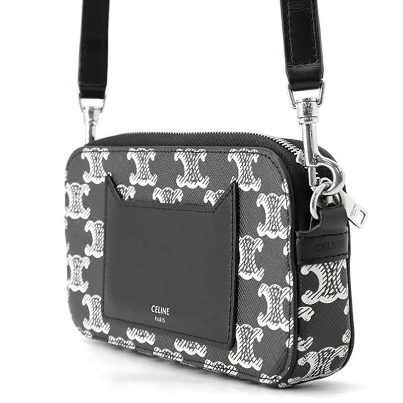 セリーヌ ショルダーバッグ トリオンフ ホリゾンタル PVC レザー 10L272 CELINE 黒