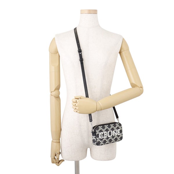 セリーヌ ショルダーバッグ トリオンフ ホリゾンタル PVC レザー 10L272 CELINE 黒