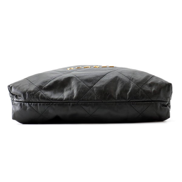 シャネル リュック シャネル22 ラージ シャイニーカーフレザー AS3313 CHANEL バックパック バッグ 黒