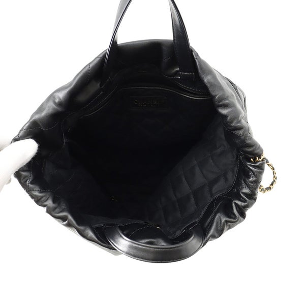 シャネル リュック シャネル22 ラージ シャイニーカーフレザー AS3313 CHANEL バックパック バッグ 黒