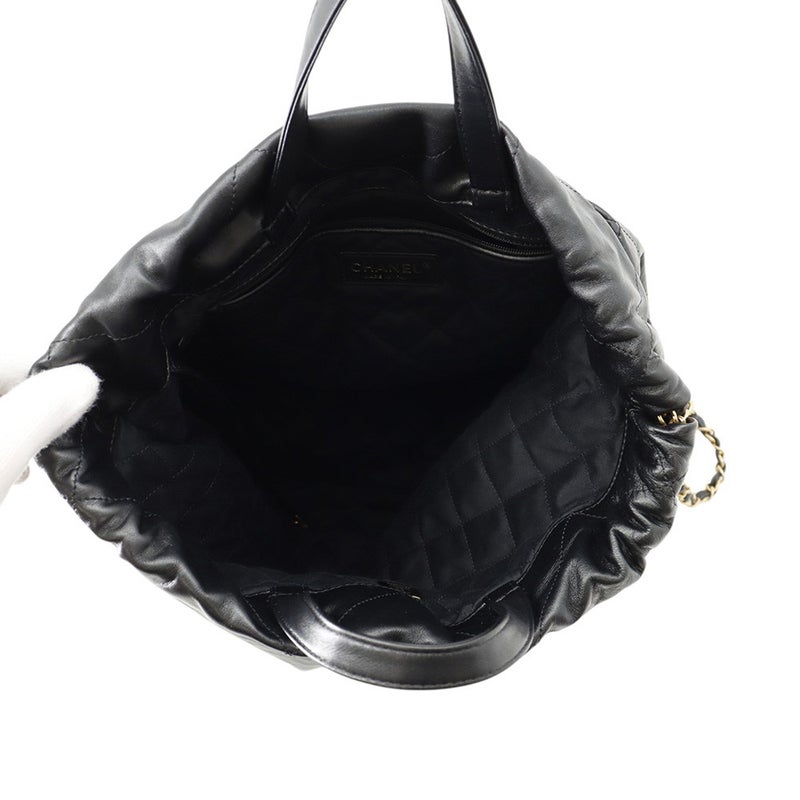 シャネル リュック シャネル22 ラージ シャイニーカーフレザー AS3313 CHANEL バックパック バッグ 黒