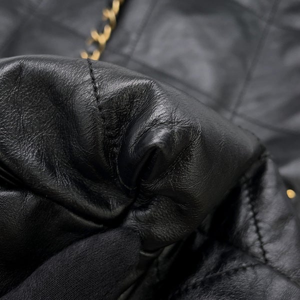 シャネル リュック シャネル22 ラージ シャイニーカーフレザー AS3313 CHANEL バックパック バッグ 黒