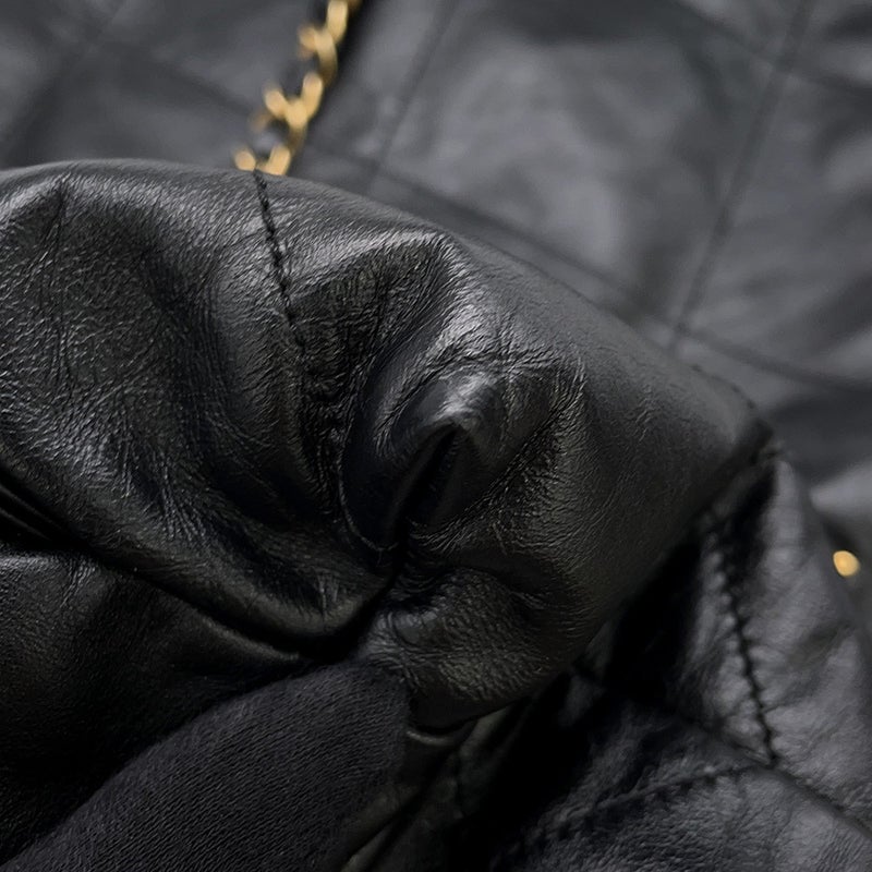 シャネル リュック シャネル22 ラージ シャイニーカーフレザー AS3313 CHANEL バックパック バッグ 黒