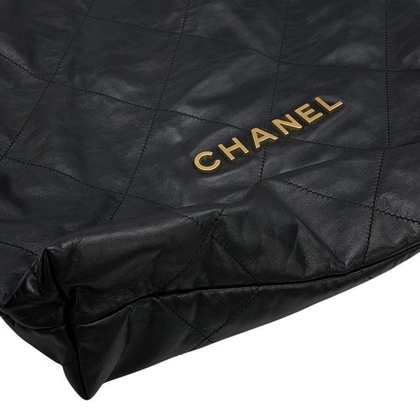 シャネル リュック シャネル22 ラージ シャイニーカーフレザー AS3313 CHANEL バックパック バッグ 黒