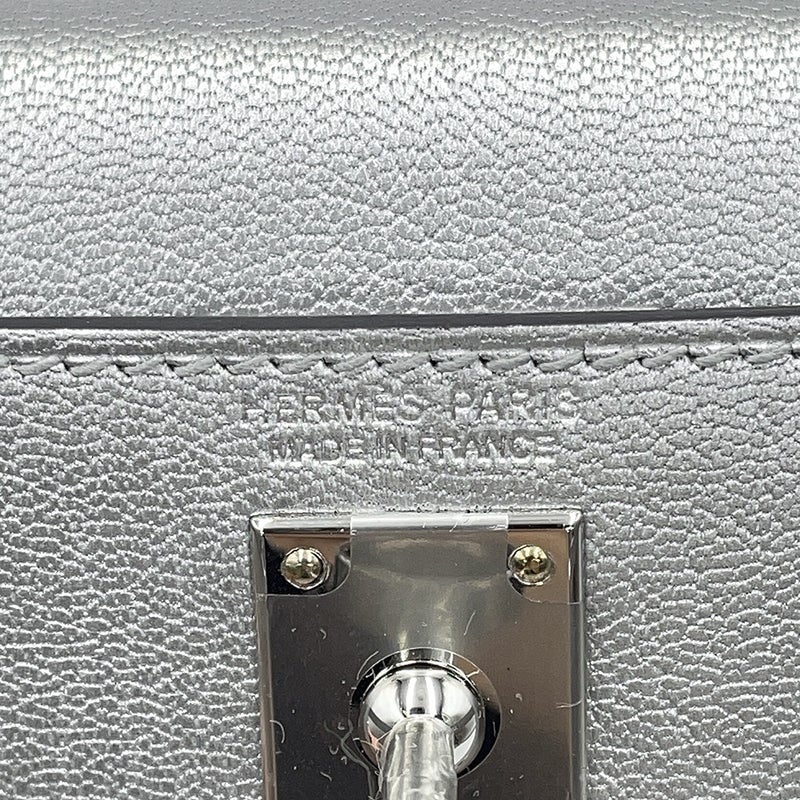 エルメス ハンドバッグ ミニケリー 外縫い アルジャン/シルバー金具 シェブルシャムキラ G刻印 HERMES Kelly 2wayバッグ