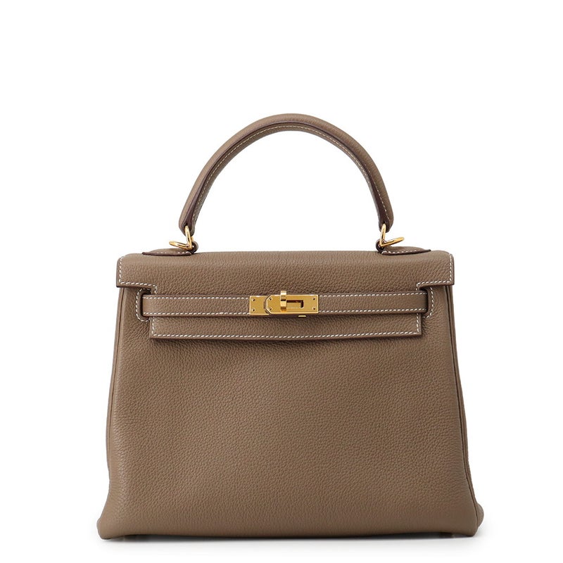 エルメス ハンドバッグ ケリー25 内縫い エトゥープ/ゴールド金具 トゴ Z刻印 HERMES Kelly 2wayバッグ