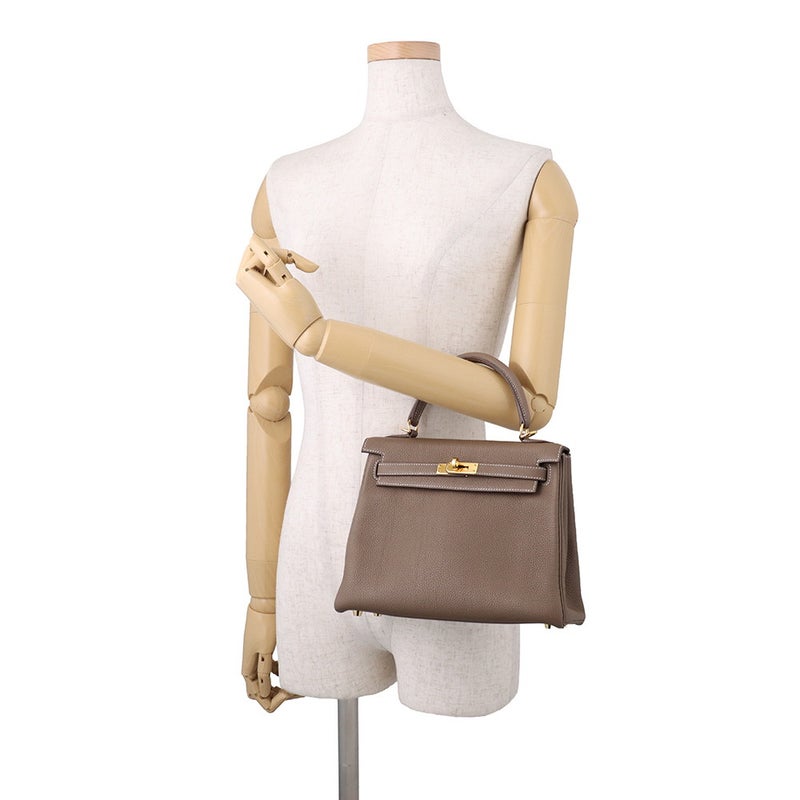 エルメス ハンドバッグ ケリー25 内縫い エトゥープ/ゴールド金具 トゴ Z刻印 HERMES Kelly 2wayバッグ