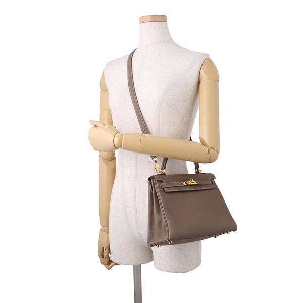 エルメス ハンドバッグ ケリー25 内縫い エトゥープ/ゴールド金具 トゴ Z刻印 HERMES Kelly 2wayバッグ
