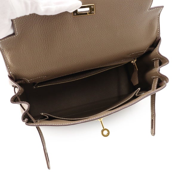 エルメス ハンドバッグ ケリー25 内縫い エトゥープ/ゴールド金具 トゴ Z刻印 HERMES Kelly 2wayバッグ