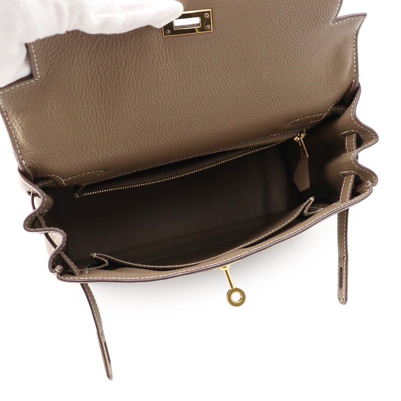 エルメス ハンドバッグ ケリー25 内縫い エトゥープ/ゴールド金具 トゴ Z刻印 HERMES Kelly 2wayバッグ