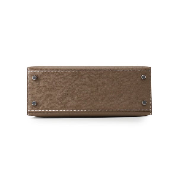 エルメス ハンドバッグ ケリー25 外縫い エトゥープ/シルバー金具 エプソン G刻印 HERMES Kelly 2wayバッグ