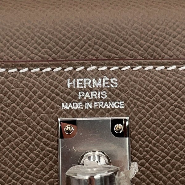 エルメス ハンドバッグ ケリー25 外縫い エトゥープ/シルバー金具 エプソン G刻印 HERMES Kelly 2wayバッグ