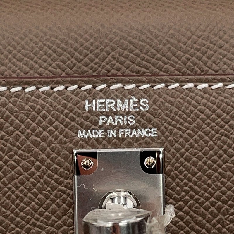 エルメス ハンドバッグ ケリー25 外縫い エトゥープ/シルバー金具 エプソン G刻印 HERMES Kelly 2wayバッグ