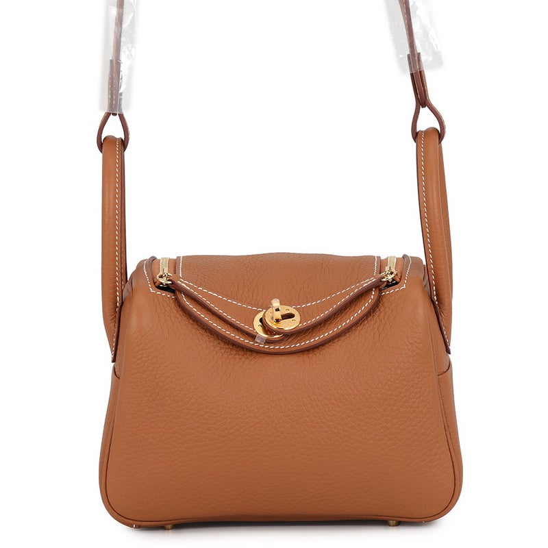 エルメス ハンドバッグ リンディ ミニ ゴールド/ゴールド金具 トリヨンクレマンス G刻印 HERMES バッグ 2wayショルダーバッグ