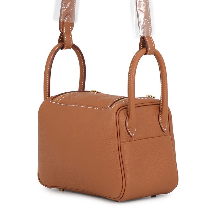 エルメス ハンドバッグ リンディ ミニ ゴールド/ゴールド金具 トリヨンクレマンス G刻印 HERMES バッグ 2wayショルダーバッグ