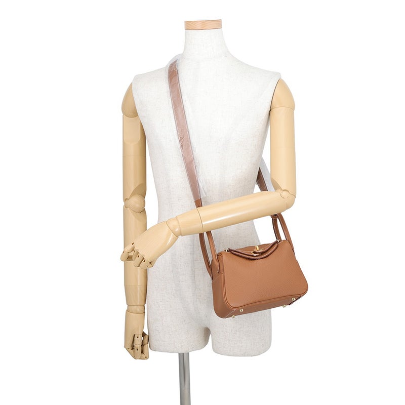 エルメス ハンドバッグ リンディ ミニ ゴールド/ゴールド金具 トリヨンクレマンス G刻印 HERMES バッグ 2wayショルダーバッグ