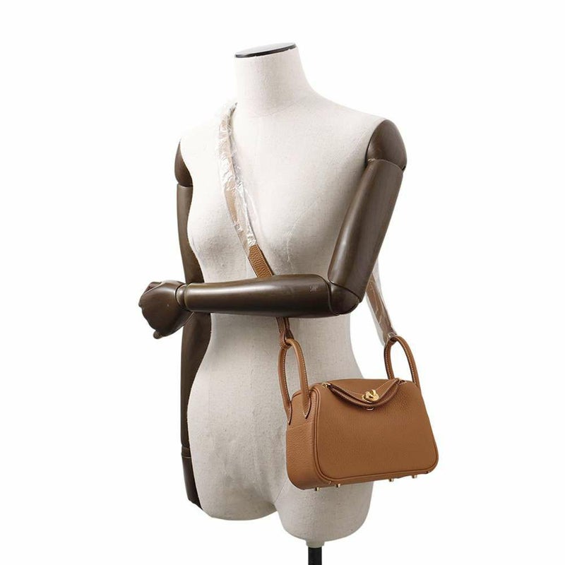 エルメス ハンドバッグ リンディ ミニ ゴールド/ゴールド金具 トリヨンクレマンス K刻印 HERMES 2wayショルダー