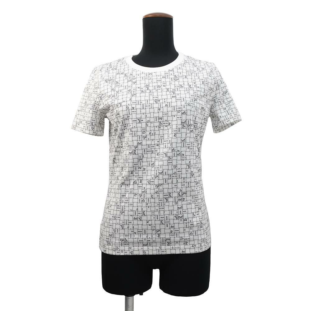 HERMES　エルメス　ボルデュック　コットン　Tシャツ サイズ38 ロゴ HERMES（エルメス） ボルデュックチェック マイクロTシャツ カットソー