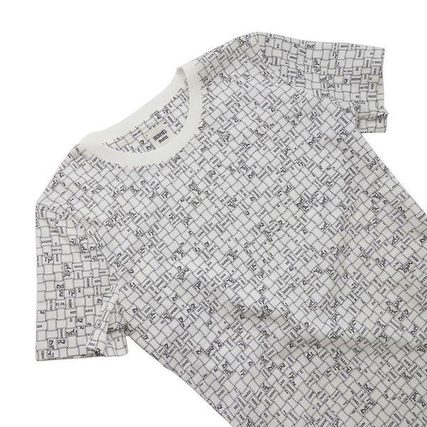 エルメス Ｔシャツ ボルデュック チェック コットン レディースサイズ36 HERMES トップス 白
