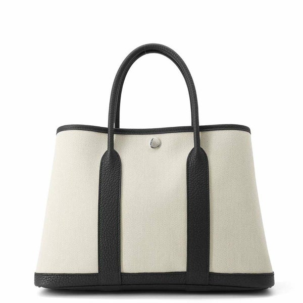 エルメス トートバッグ ガーデンパーティTPM ベージュ/ブラック/シルバー金具 トワルアッシュ/ネゴンダ K刻印 HERMES Garden Party 黒